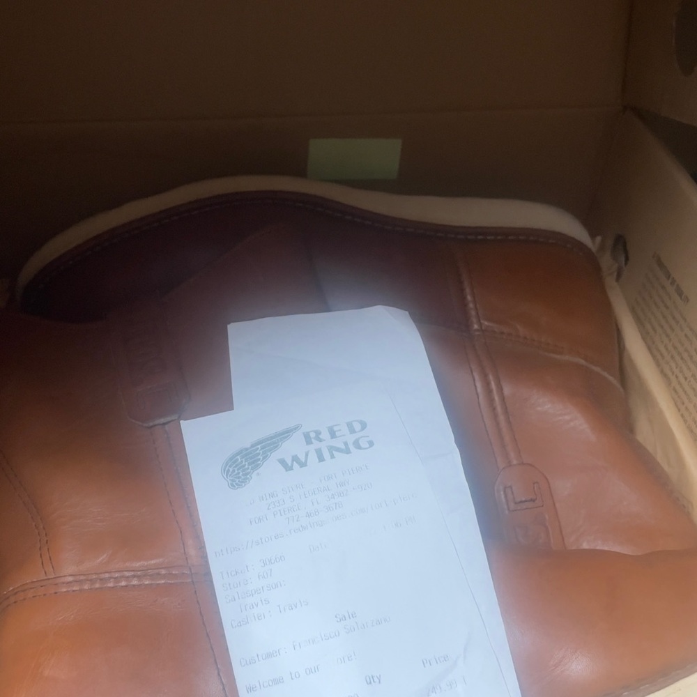 Red Wing Tan Leather Work Boots